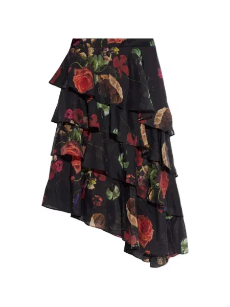 Fustă Allsaints cu volane asimetrică negru