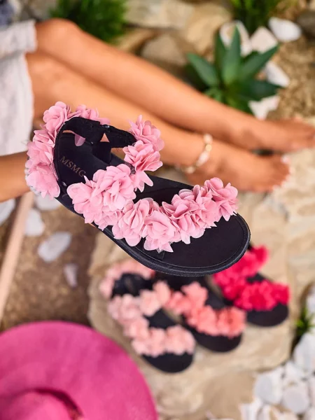 Sandale Resti cu model floral negru