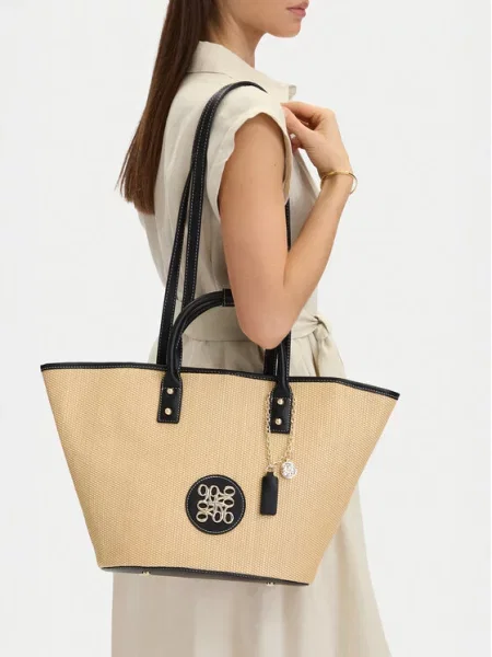 Aksamitna torebka Nine West beżowa