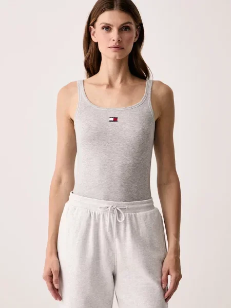 Tommy Hilfiger top dámsky s elastanom sivá