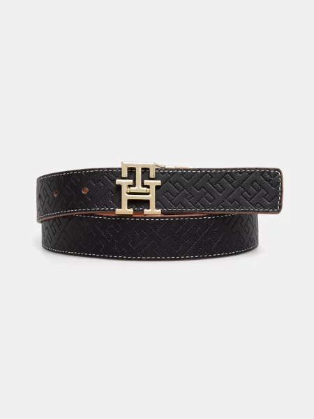 Tommy Hilfiger Usnjen dvostranski pas rjava