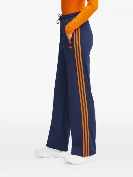Pantaloni palazzo Adidas cu dungi plisat cu imagine albastru