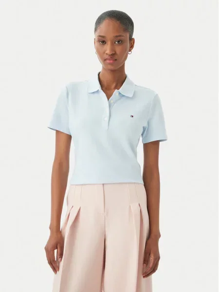 Tommy Hilfiger polo majica z bombažem modra