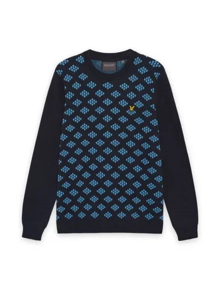 Golf golf Lyle & Scott z wzorem argyle z okrągłym dekoltem niebieski