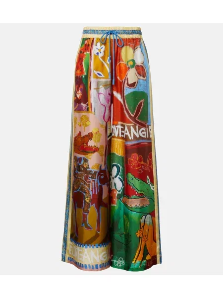 Pantaloni Alemais de mătase cu imagine