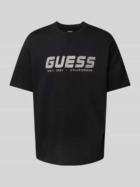 T-shirt z nadrukiem z logo model ‘SURON’ Guess czarna