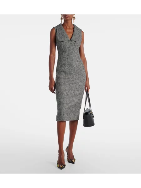 Rochie midi Dolce&gabbana de lână până la genunchi de costum gri