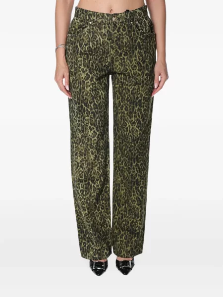 Pantaloni Just Cavalli cu imagine cu model leopard verde