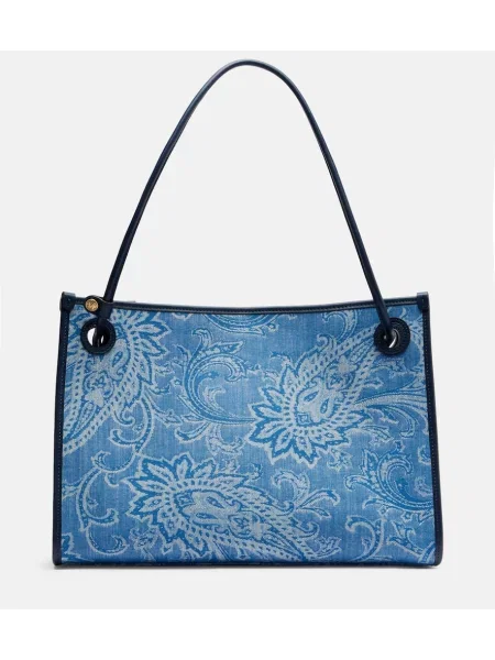 Geantă Etro din jacard albastru