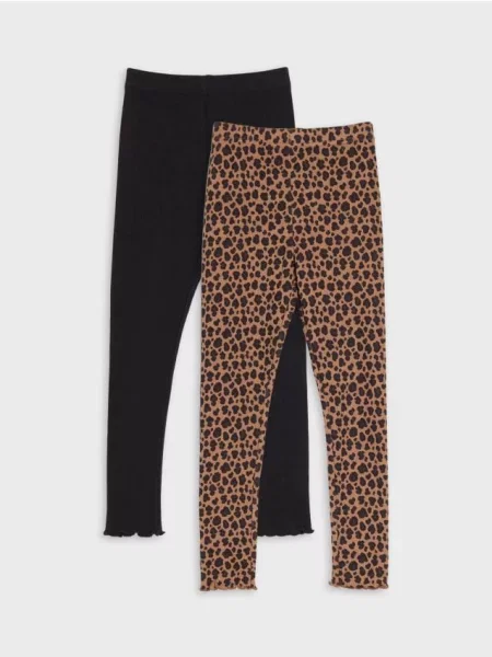 Sinsay Legíny s leopardím vzorem a jednobarevné 2 pack vícebarevná