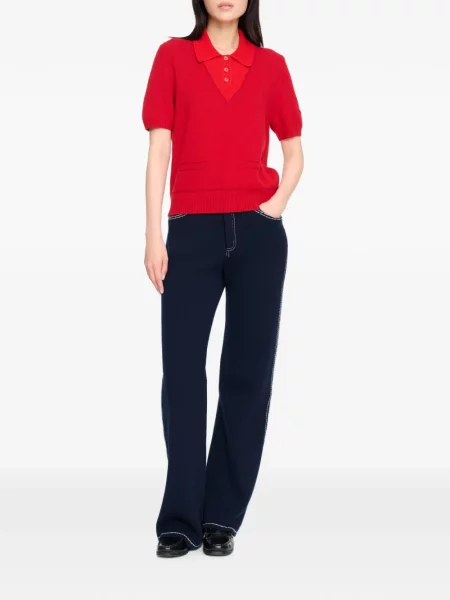 Tricou polo Barrie din cașmir roșu