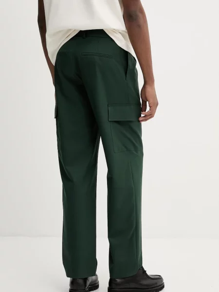 Kalhoty s příměsí vlny Drôle de Monsieur Le Pantalon Cargo Laine zelené