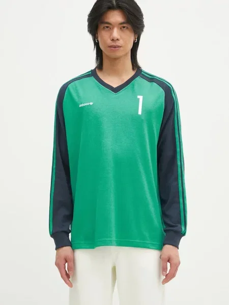 Tricou mânecă lungă Adidas Originals din jerseu verde