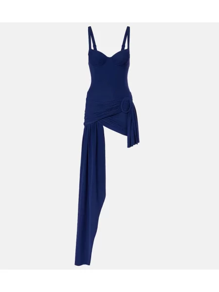 Рокля Balenciaga от джърси с драперии синьо