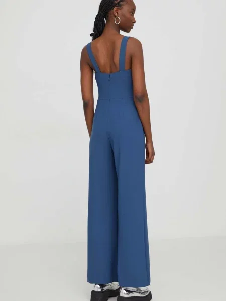 Overal Abercrombie & Fitch tmavomodrá cold shoulder