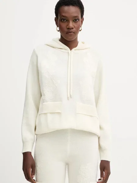 Ermanno Firenze pulover din amestec de lână light bej