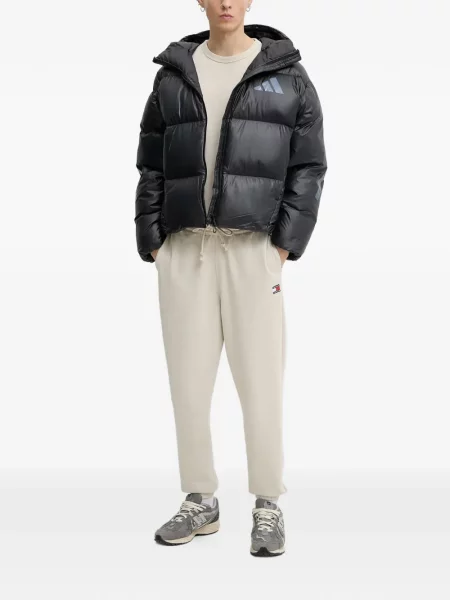 Kalhoty Adidas s kapucí s potiskem modré