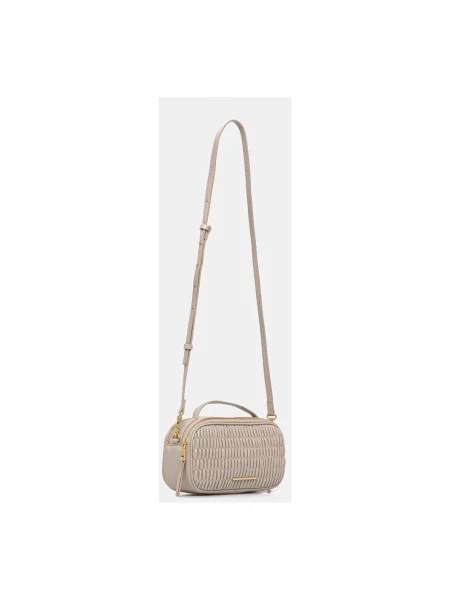 Calvin Klein Torba Na Ramię Z Falbanką beige beżowa