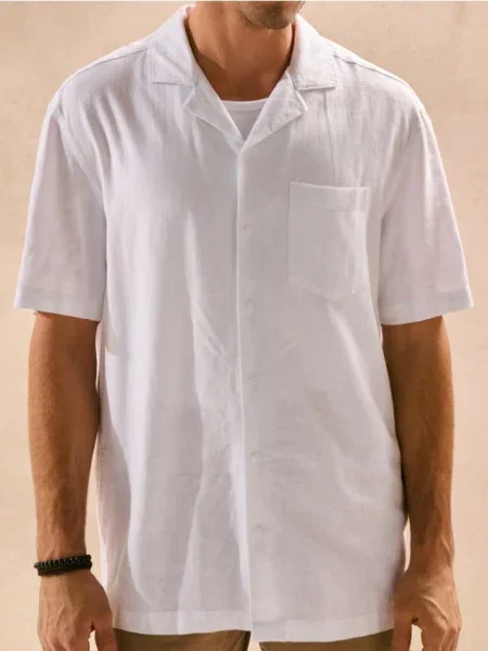 Sinsay Koszula z domieszką lnu biały