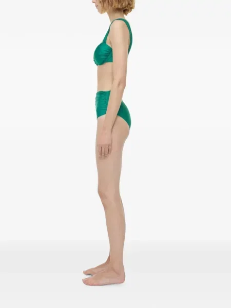 Bikini Simkhai cu talie înaltă cu volane verde