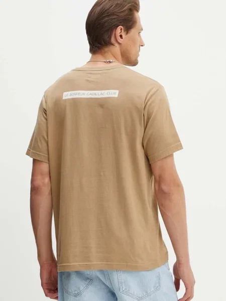 Universal Works póló Mystery Train Print Tee férfi nyomott mintás bézs