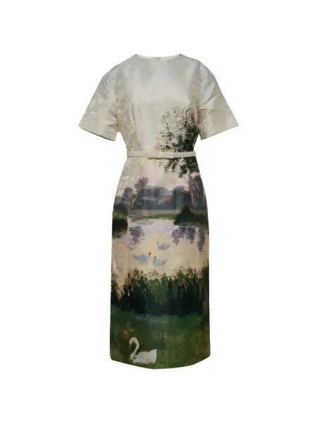 Scurt rochie midi Leo Lin din jacard verde