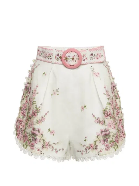 Pantaloni scurți Zimmermann cu model floral cu imagine alb