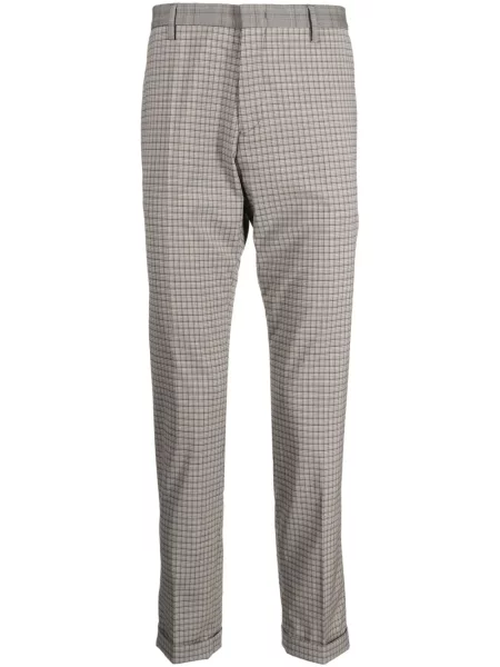 Pantaloni Paul Smith de lână în carouri maro