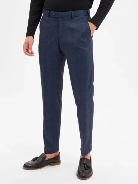 Finshley & Harding Spodnie Mitch Mężczyźni Modern Fit w kratkę 24 niebieski