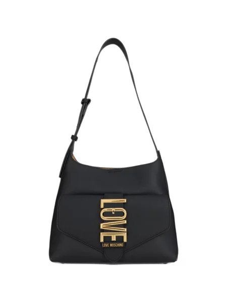 Geantă Love Moschino cu bretele cu autograf negru