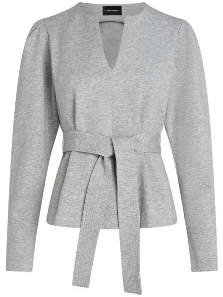 Bluza Karl Lagerfeld z dekoltem w serek szara