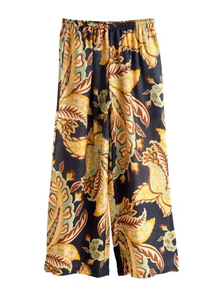 Next Pantaloni maro / galben deschis / verde pastel negru