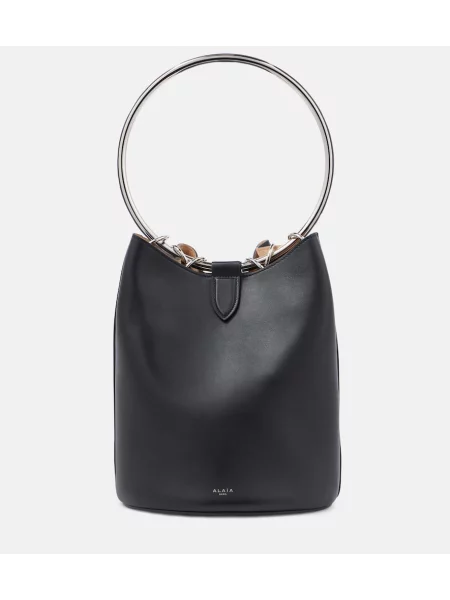 Usnjeni prstan Alaia črna