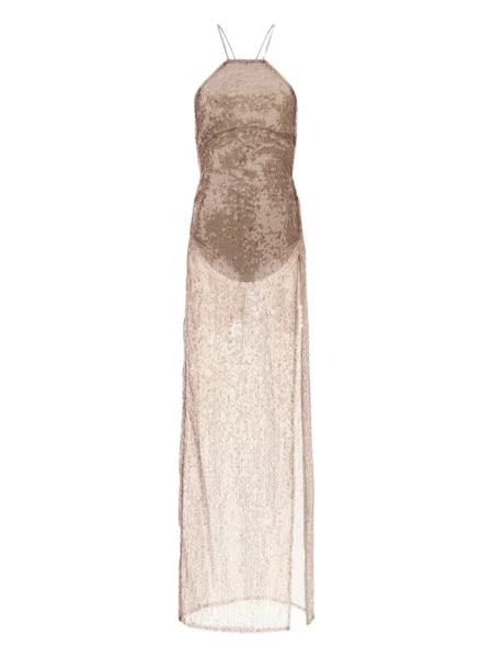 Rochie maxi The Andamane cu paiete de costum roz