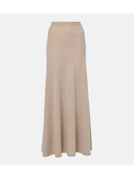 Fusta maxi The Row din cașmir bej