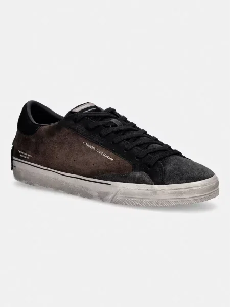 Crime London DISTRESSED sneakers pentru bărbați din piele întoarsă maro