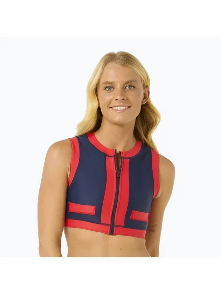 Rip Curl Coco Жилетка с къс ръкав Горна част на бански костюм червено/тъмно синьо червено