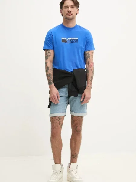 Jeans kratke hlače Karl Lagerfeld Jeans modra
