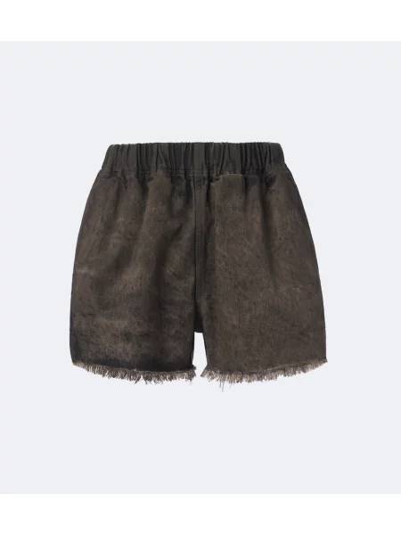 Pantaloni scurți din denim Rick Owens zdrențuiți maro