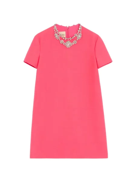 Scurt rochie Valentino Garavani cu broderie din crep roz