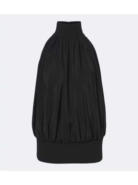 Top Sportmax din satin drapat cu gât halter negru