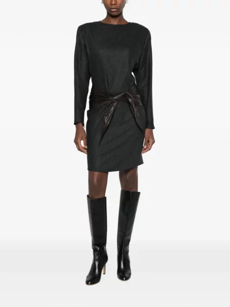 Cu centură lung rochie midi Emporio Armani gri