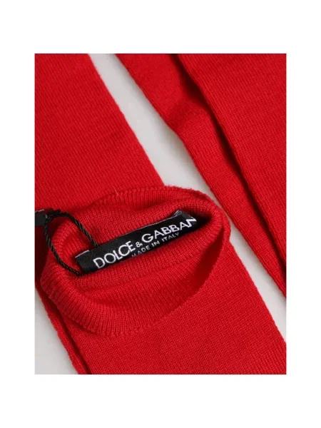 Rękawiczki Dolce And Gabbana wełniane czerwone