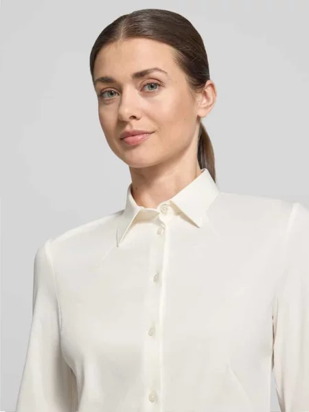 Bluzka z długim rękawem o kroju slim fit z czystej bawełny model BRONTA_TUESDAY' Boss biała