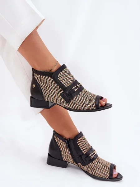 Ботуши Maciejka c отворени пръсти черно