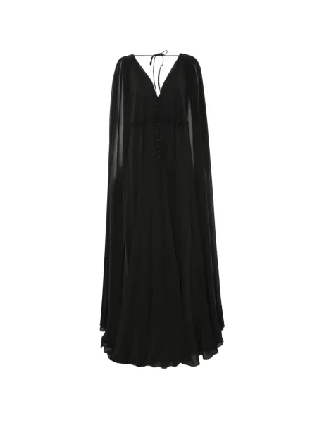 Rochie maxi Silk Love & Lace de mătase negru