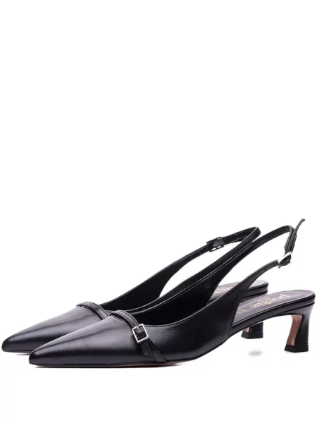 Czółenka Poche Paris na sprzączkę na ramiączkach czarna