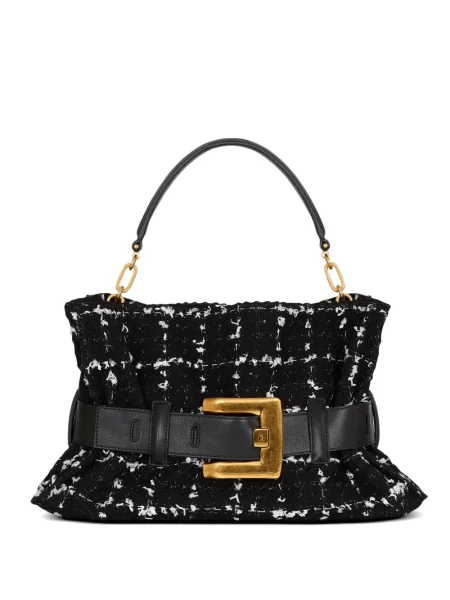 Geantă Balmain din tweed negru