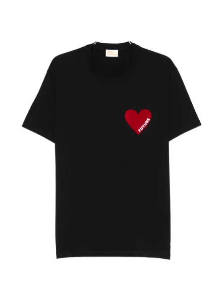 Tricou From Future cu motiv cu inimi negru