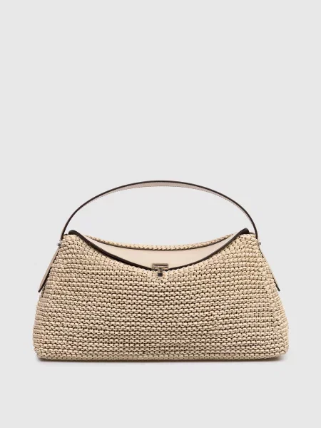Кожаная плетеная сумка Toteme бежевая